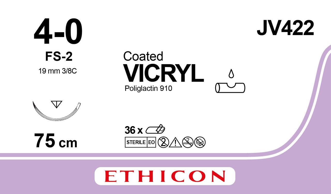 VICRYL® hechtdraad 4/0 - 19 mm - 75 cm - JV422 - 1 st