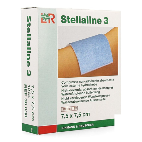 Stellaline® - compresses non-adhésives - stériles - 7,5 x 7,5 cm - 1 x 12 pcs