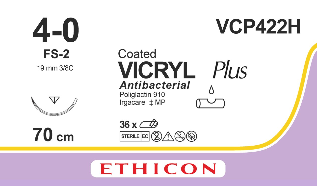 VICRYL® Plus hechtdraad 4/0 - 19 mm - 70 cm - VCP422H - 1 st