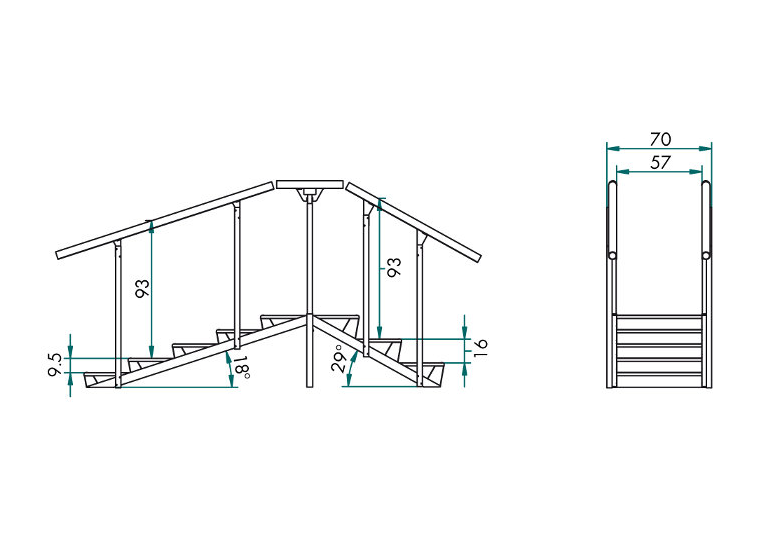 Lange trap voor "modulaire standaard" trap